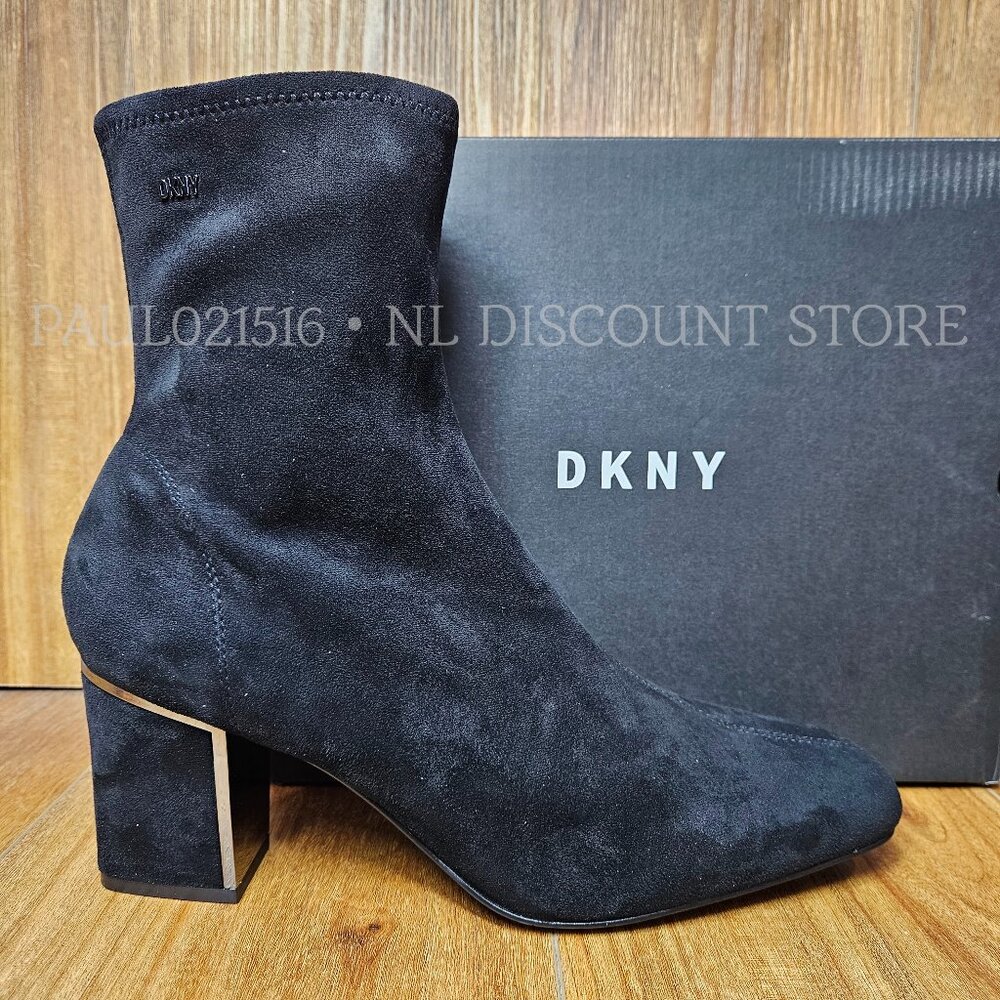 DKNY Women's Cavale Stretch Heeled Booties Boots ~ Black ~ Various Sizes